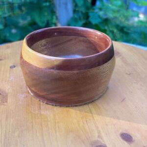 Vintage Wooden Bowl Small Brown Koa Wood Hand Turned MCM Catchall Trinket Dish